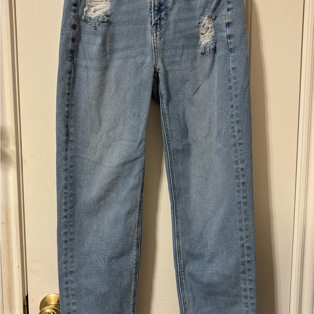 American Eagle Outfitters Light Blue Distressed Straight Leg Jeans